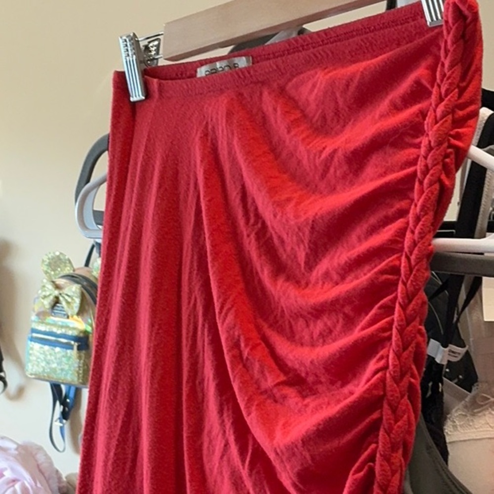 Red Skirt with Braided Detail